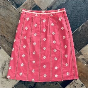 Anthropologie•2•Beth Bowley•Embroidered Lined Skirt with Ribbon Embellishment🌼